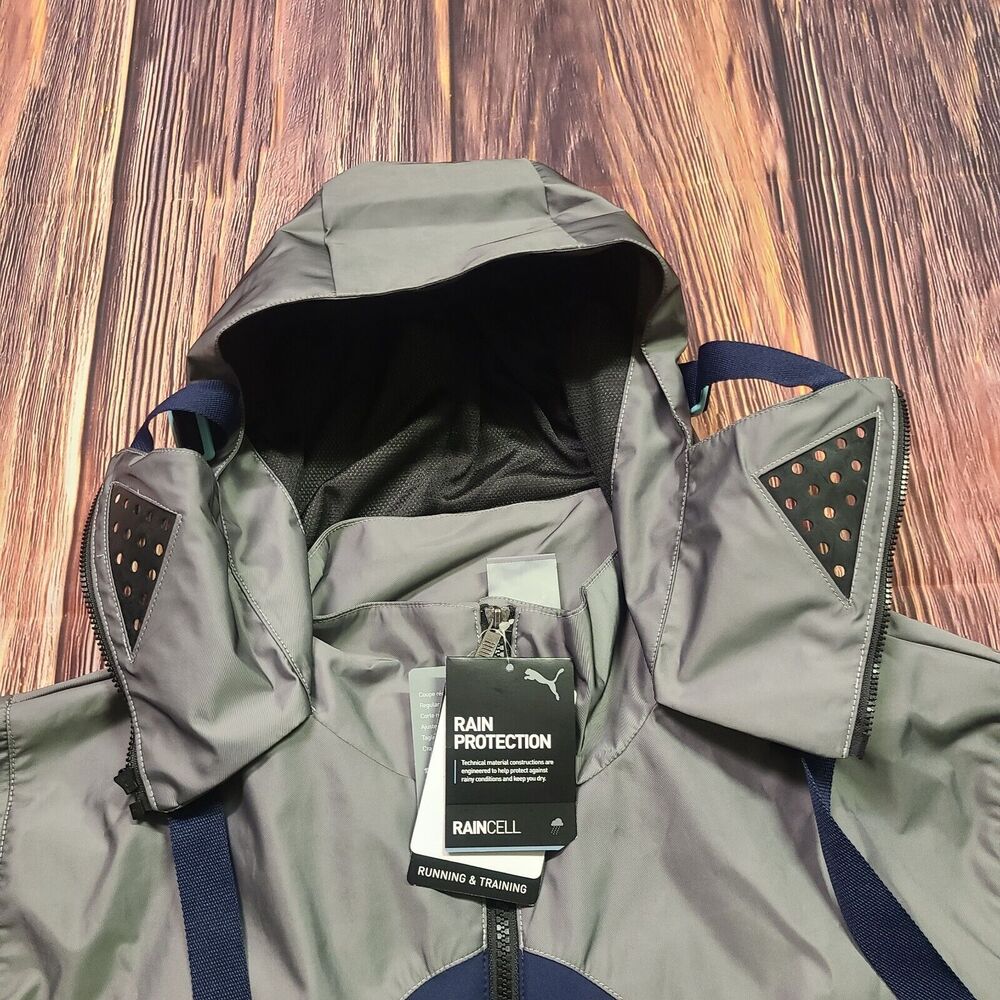 Puma Jacket Mens XL Conqr Full-Zip Raincell Outdoor Outerwear Silver 520513-06 - Picture 4 of 16